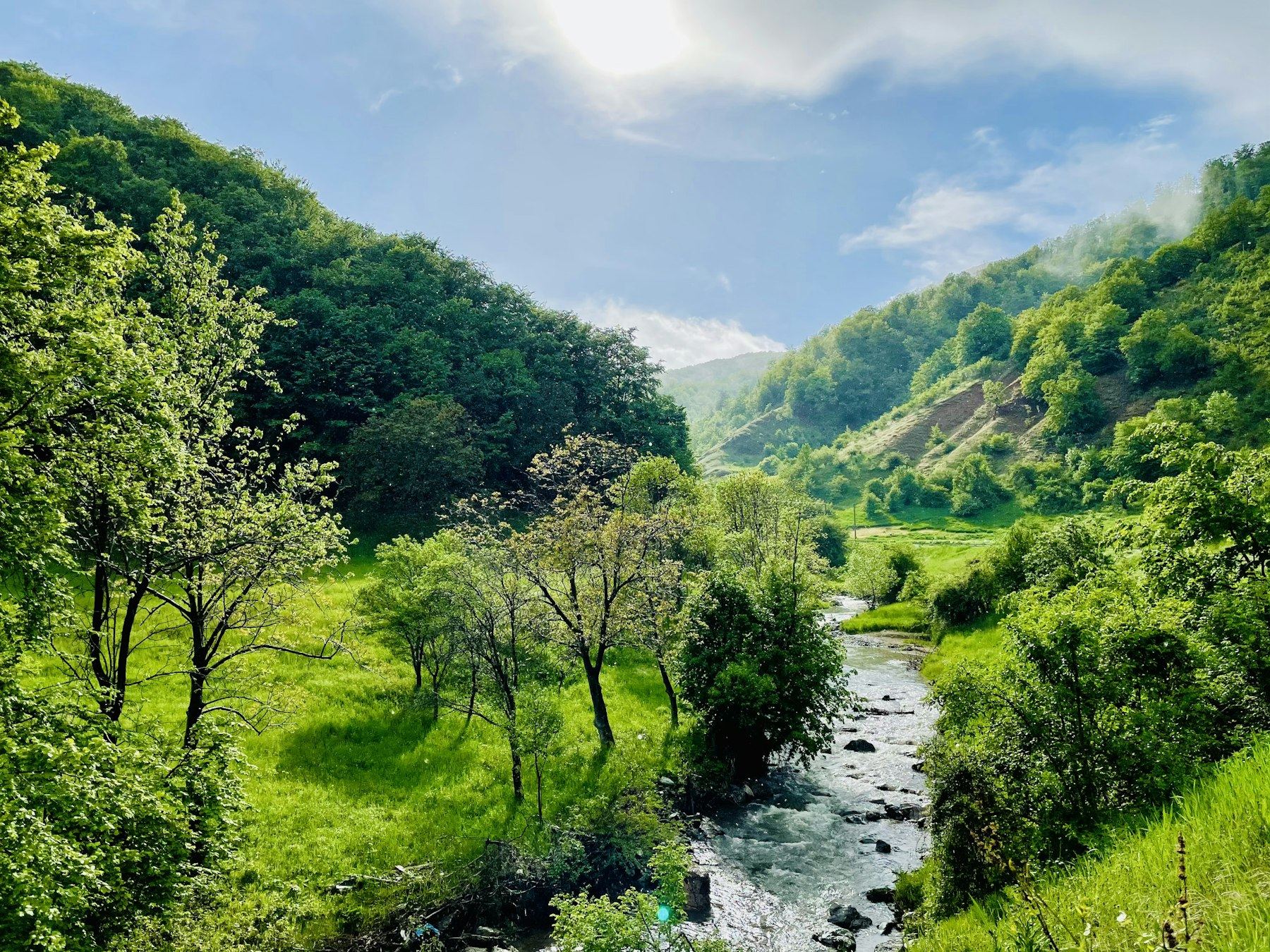 Green valley and stream at the Valley of the Butterflies, Rhodes