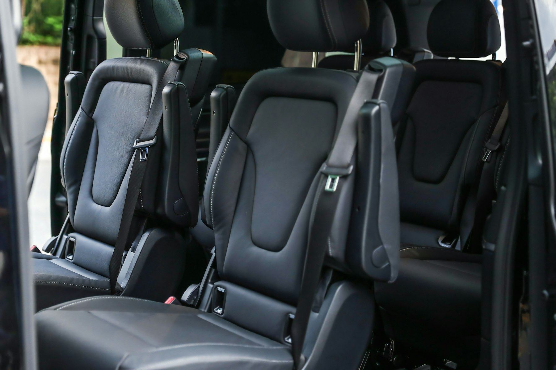 Spacious leather seating inside the private transfer vehicle
