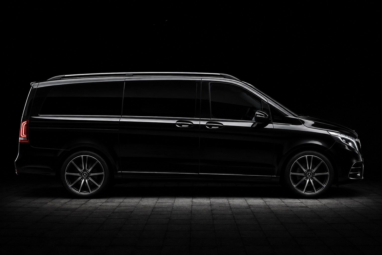 Black Mercedes private transfer van for up to 8 passengers in Rhodes
